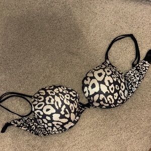 Victoria's Secret Leopard Print Bra in Black and Cream